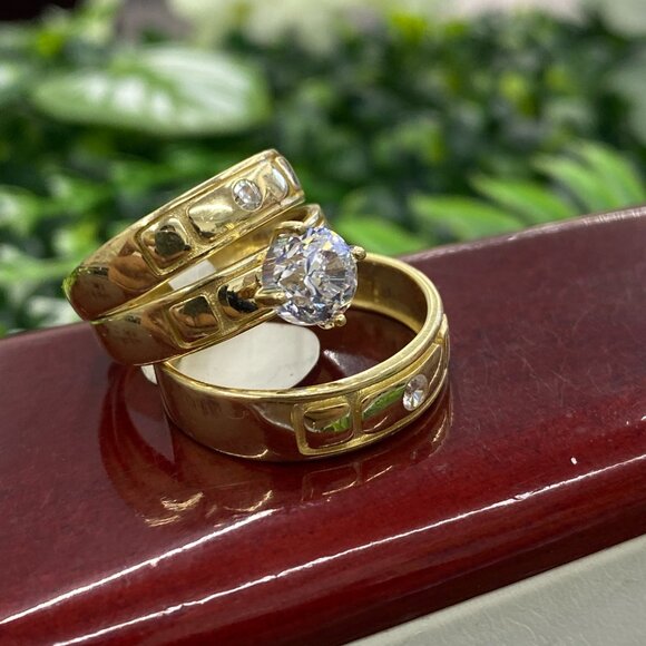 Anillos de Matrimonio Juego De Oro 10K Para Hombres y Mujeres - Picture 5 of 7